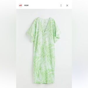 H&M Light green/marble-patterned V-neck maxi dress Size Large